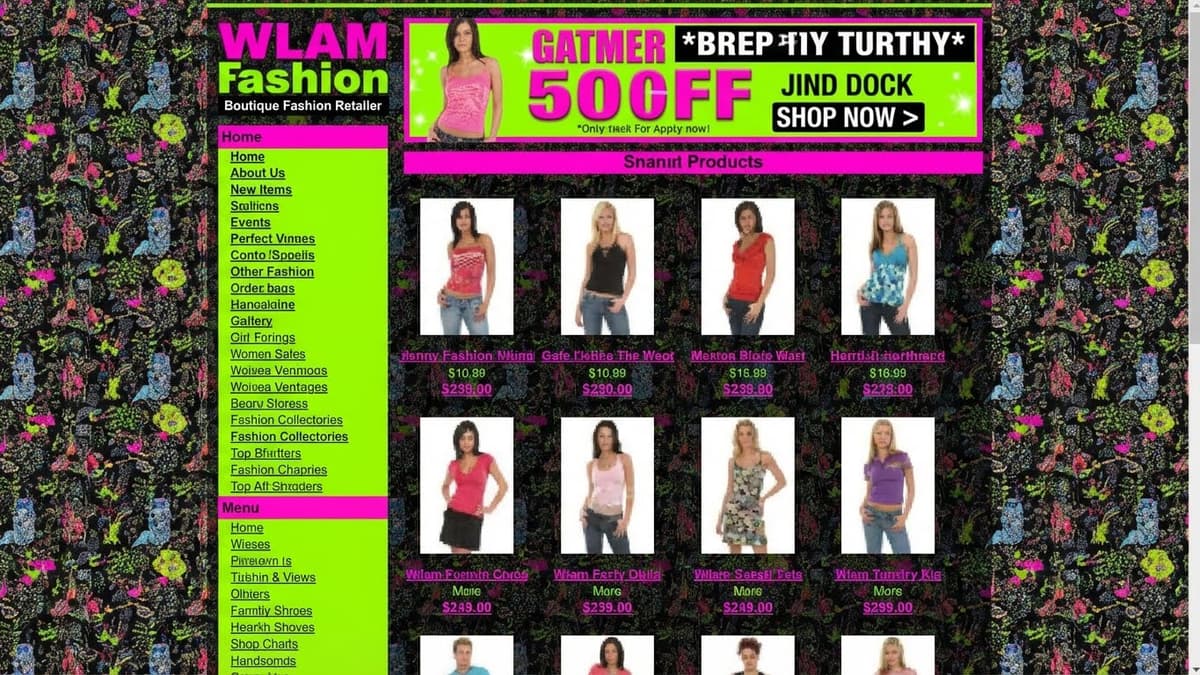 Boutique Fashion Retailer website before redesign