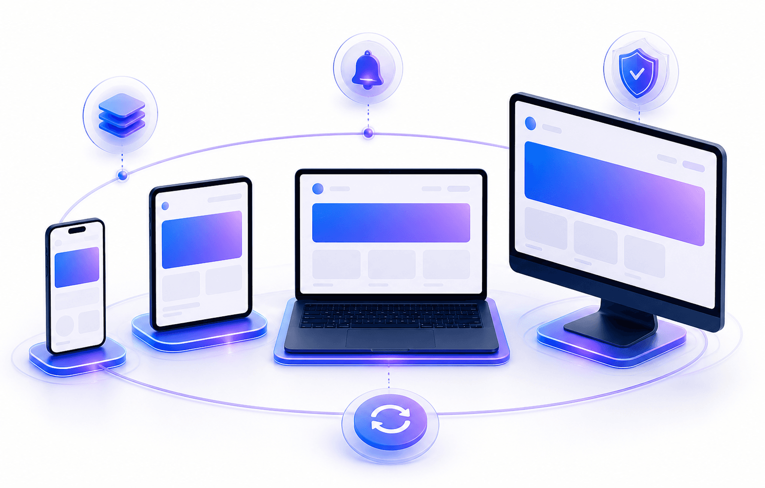A progressive web app experience connected across phone, tablet, laptop, and desktop